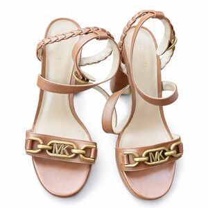 Michael Kors Kailey Platform Leather Sandals Luggage 7.5